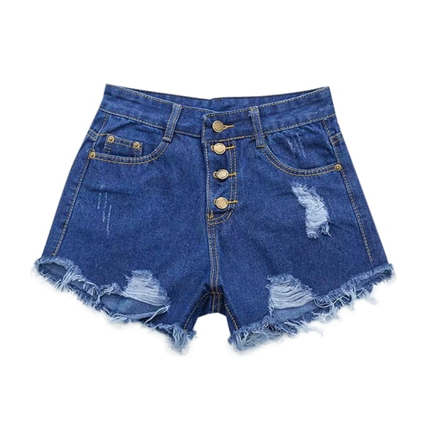 Pantalones cortos vaqueros desgastados de cintura alta para mujer - Elásticos, informales - Perfectos para verano/vacaciones - S-XXXXXL