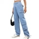 thumbnail image 2 of Pantalones Cargo para Mujer, Cintura Alta, Pierna , Holgados, Estilo Y2K, con 8 Bolsillos Azul Denim M, 2 of 10