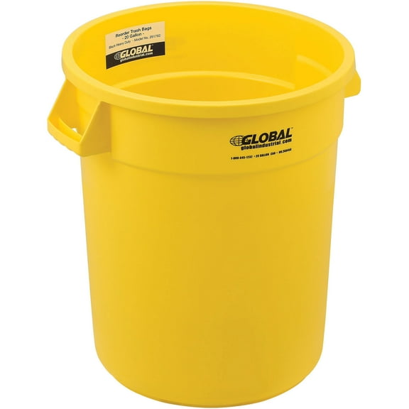 Global Industrial Plastic Trash Can - 20 Gallon Yellow