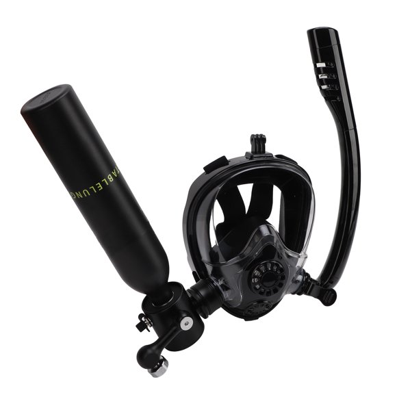 Mini Diving Tank with Snorkel , Diving Breathing System Portable 0.5L Dive Tank with Full Face Cover for Scuba Diving Snorkeling