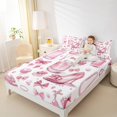 thumbnail image 4 of Manfei Princess High Heels Queen Sheet Sets,Perfume Pearl Diamond Flat Sheet,Pink Bow Knot Queen Fitted Sheet For Child,Ultra Soft Home Decor,4pcs, 4 of 7