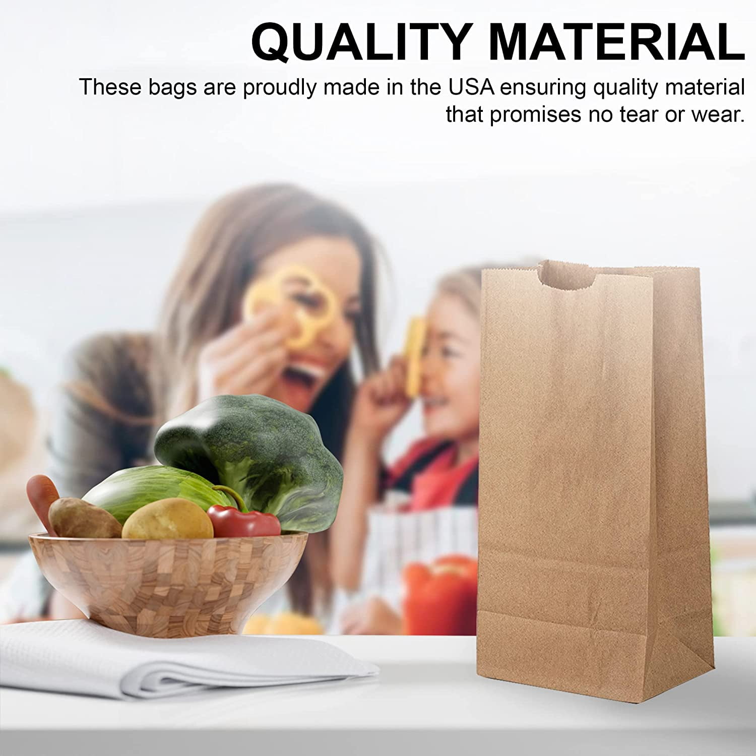 Uashmama Lunch Bag Brown Folded Snap Back Pack NWOT MT Products Large Snack Catering Disposable Brown Paper  main image 4