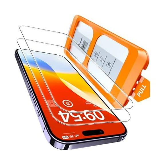 for iPhone 14 Pro Screen Protector 9H Hardness Military Grade Shatterproof HD Tempered Glass Full Coverage Screen Protector, Easy Installation 2 Pack