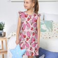thumbnail image 4 of Balery Strawberry Popsicle Camisón de princesa para niñas, pijama de algodón con mangas abullonadas, suave y bonito.-Medium, 4 of 6