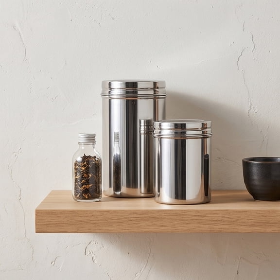 Stainless Steel Airtight Canister, Polished Metal Storage Jar With Screw Lid, Reusable Dry Food Container For Coffee Tea Spice Pantry Kitchen Organization