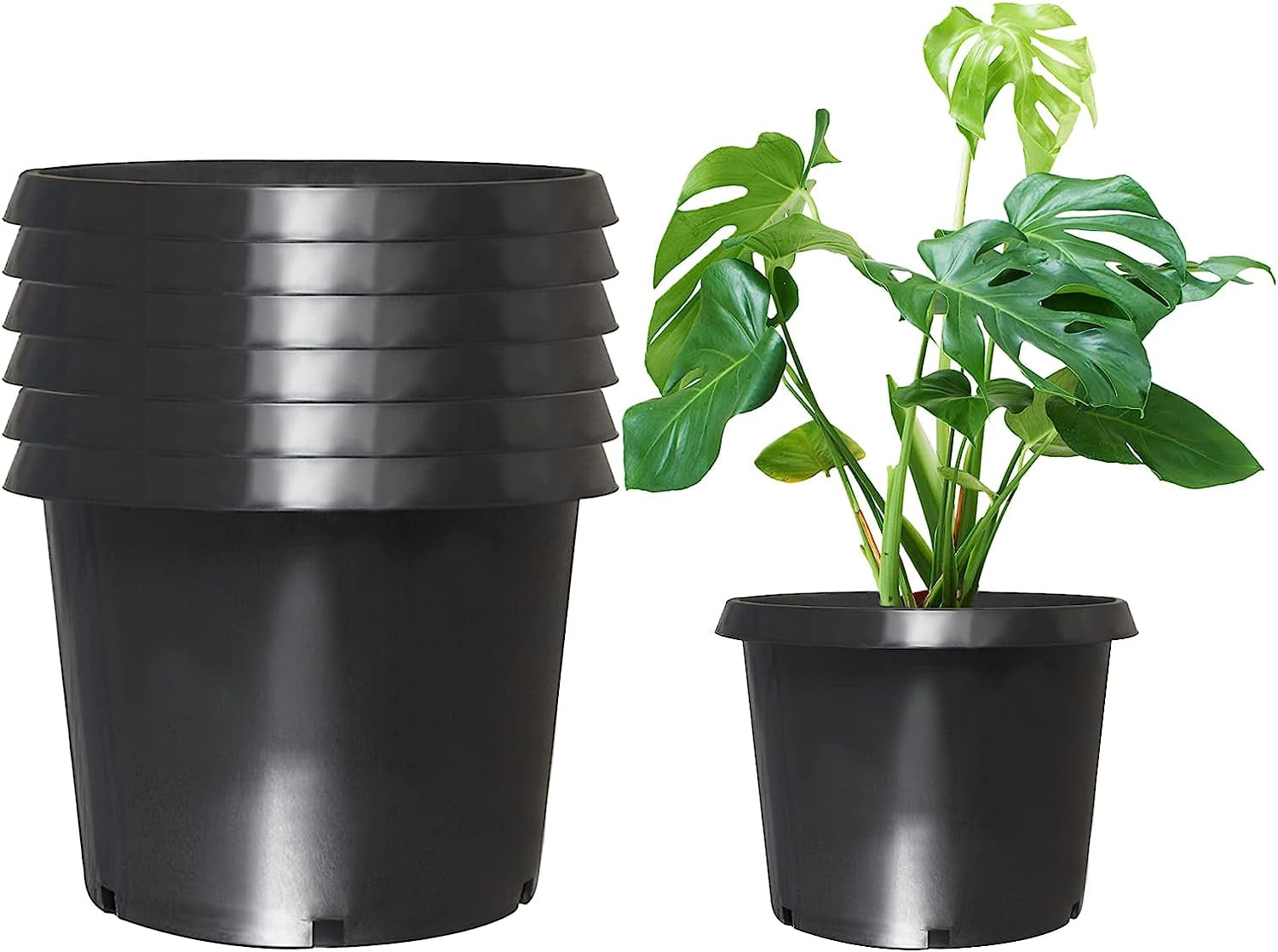 EPOTOOR 5Pack 20 Gallon Premium Black Nursery Pot Plant Container