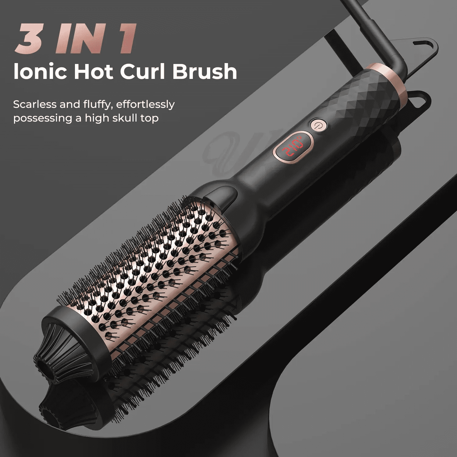 2025 Hot Air Round Brush Volumizer - 360° Rotating Ceramic Ionic Hair Curler & Styler (Electric Heated Comb)