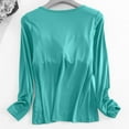 thumbnail image 4 of RYDCOT Womens Long Sleeve Tops Casual T Shirt Built In Bra Pajama Yoga Top Padded Casual Top Tee Shirt with Built In Bra Basic T-Shirts Clearance, 4 of 9