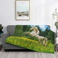 thumbnail image 5 of KLL Horse Rearing Up In The Field Print Fleece Throw Blanket, Horizontal Fleece Bedding Cute Soft Blankets Comfy Fleece Flannel Plush Home Decor for Couch & Bed -60"x50", 5 of 9