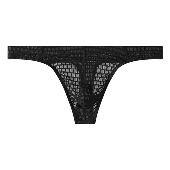Mens Mesh-Underwear Thongs Low Waisted Lightweight Stretchy Slim Breathable Solid Color High-Cut Loungewear Workout Briefs