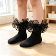 thumbnail image 2 of Ruffle Ankle Socks for Girls with Pearl Double Lace Frilly Socks for Kids Stretchy Fit Princess Style Dress Socks, 2 of 6