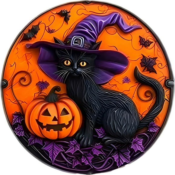 BKER Wooden Halloween Cat Hanging Decoration Create A Dreamy Halloween Night Atmosphere Perfect Home Decoration Let Your Party Shine!