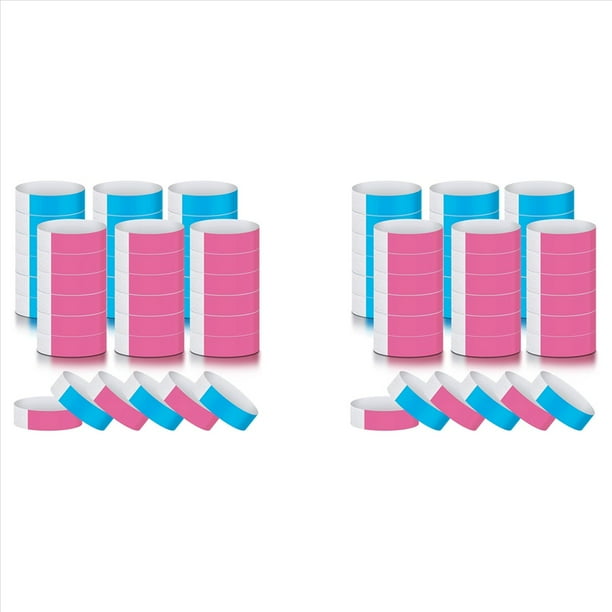 1200 Uds, MuñEqueras Impermeables de Neón para Eventos, MuñEqueras de Concierto, MuñEqueras Adhesivas para Fiesta (Azul, Rosa)