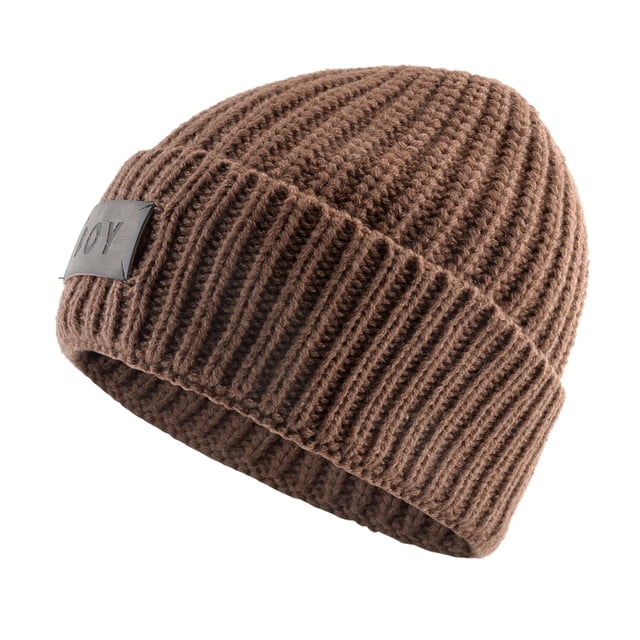 KKISSBAOBEI Bonnet d'Hiver Homme Tricoté Chaud Chapeau Extérieur Décontracté Bonnets Épais Double Couche Chapeau Mode Bonnet Marron