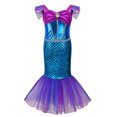 thumbnail image 1 of Girls Little Mermaid Ariel Princess Dress Cosplay Costume Children's Party Performance Clothes, 1 of 1