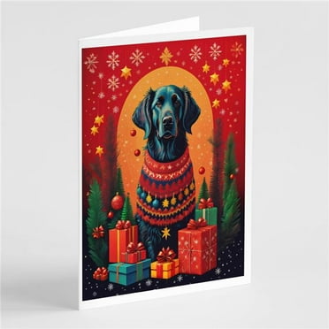 Flat-Coated Retriever Holiday Christmas Greeting Cards Pack of 8 7 in x 5 in