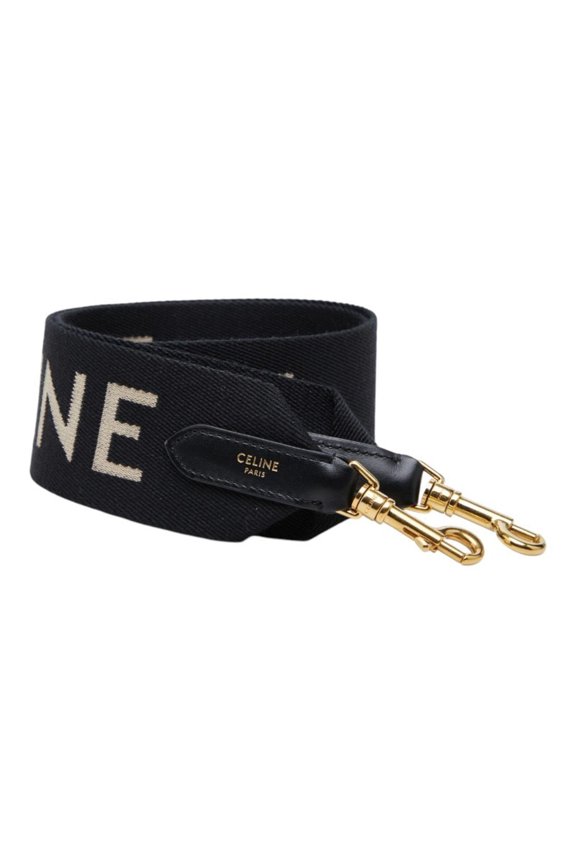 Pre-Owned Celine Logo Shoulder Strap, Black Canvas Leather, Women's CELINE