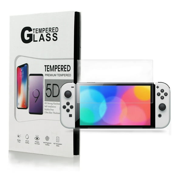 KIQ Screen Protector Tempered Glass 9H Tough 0.30mm Bubble Free Anti Scratch Self Adhere Easy To Install For Nintendo Switch OLED