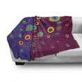thumbnail image 3 of Trippy Soft Flannel Fleece Throw Blanket, Funny Geometric Circle and Square Shaped Tree Branches Vibrant Retro Art Image, Cozy Plush for Indoor and Outdoor Use, 50" x 70", Purple Maroon, by Ambesonne, 3 of 6