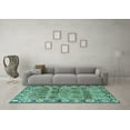 thumbnail image 3 of Ahgly Company Machine Washable Indoor Square Persian Turquoise Blue Traditional Area Rugs, 3' Square, 3 of 4