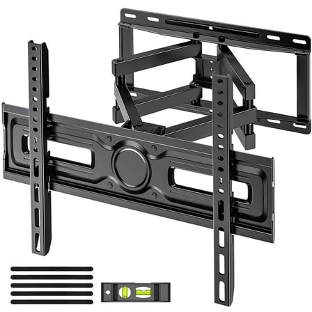 MountFTV Full Motion Swivel TV Wall Mount Bracket with Articulating Dual Arms for 26-70 inch Flat Curved TVs, Max 400x400mm, Hold up to 99 lbs,Fits 12″/16″ Wood Studs