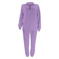 thumbnail image 7 of Valora Women Fashion Outfit Women's Trousers Suit 1 | Womens Fashion 2 Piece Outfits Long Sleeve Sweatsuits Sets Half Zip Sweatshirts With Joggers Sweatpants Purple M, 7 of 7