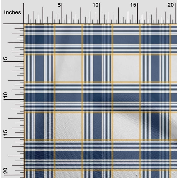 oneOone Cotton Cambric Fabric Madras Check Printed Craft Fabric BTY 56 Inch Wide