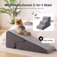 thumbnail image 2 of Escaleras Gardner para mascotas, 3 peldaños, con rampa, para perros pequeños, color gris, 2 of 6