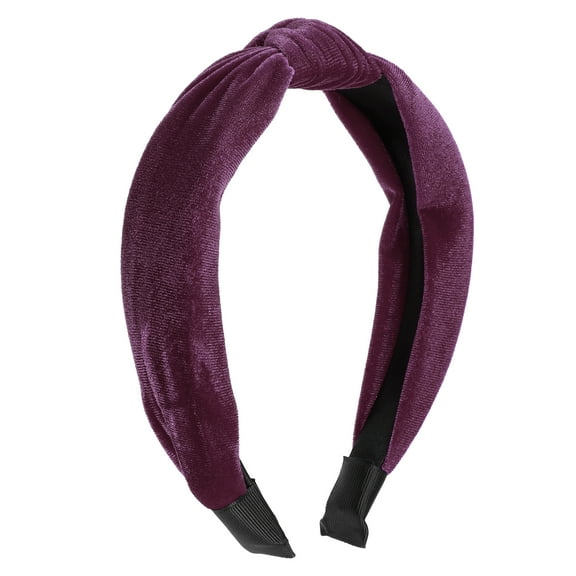 Unique Bargains Velvet Knotted Headbands Hairband for Women 1.2 Inch Wide Purple