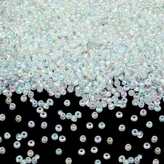 1 Box 200G 6/0 Glass Seed Beads 4mm Seed Beads Bulk Small Tiny AB Color Transparent Round Pony Colorful Seeds Beads for Jewelry Making Charms DIY Bracelets Necklace Earring Supplies Women Clear