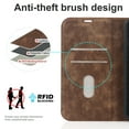 thumbnail image 4 of Dteck PU Leather Case for iPhone 13 Pro 6.1" 2021, [Support Magsafe Charger][RFID Blocking] [Flip Stand][Card Slots Wallet] [PU Leather Shockproof] Case for Apple iPhone 13 Pro 2021, Brown, 4 of 12