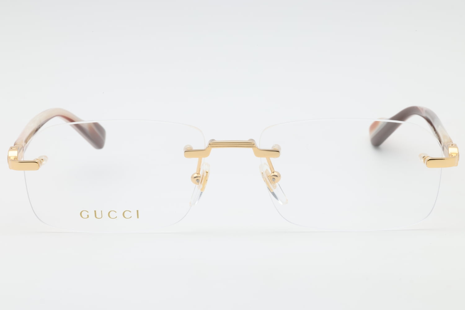 Gucci Men's Gold Rectangular Eyeglasses GG1221O 002