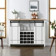 thumbnail image 1 of AKDSteel 47" Farmhouse Coffee Bar Cabinet – Wine Bar Sideboard with 16 Glass Rack, Storage Shelves & Sliding Barn Door, Buffet Cabinet for Kitchen & Dining Room, 1 of 6