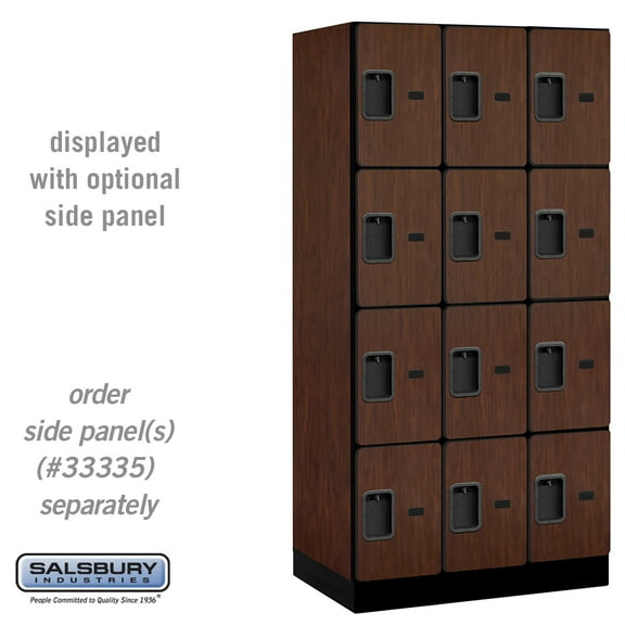 Salsbury 12 in. x 6 ft. x 21 in. 3 Wide Four Tier Designer Wood Locker - Mahogany