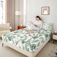 thumbnail image 4 of Homewish Teens Green Tree Leaves Full Size Sheets 4-Piece,Botanical Plants Breathable Bed Sheets,Watercolor Art Lightweight Sheet Sets,Breathable Home Decor, 4 of 7