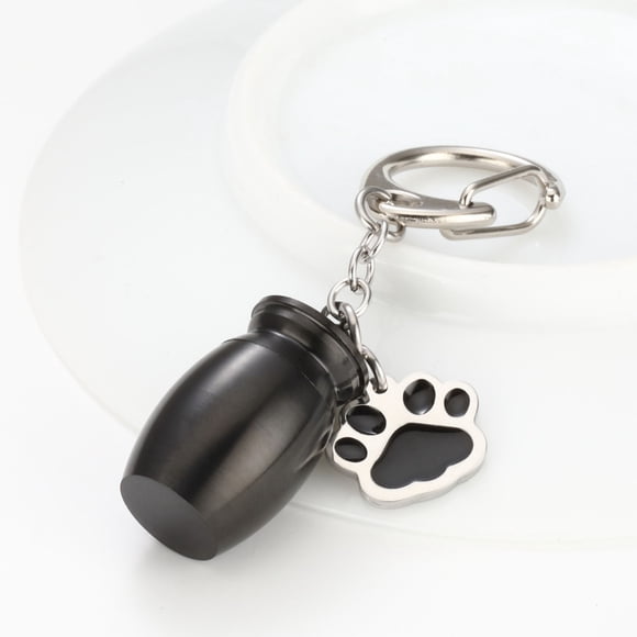Pet Urns Keychain, Sturdy Stainless Steel Paw Print Memorial Urn, Dog Cat Keepsake Memorial Urn KeychainHolder, Waterproof Pet Cremation Jewelry Paw Charm for Dogs, Cats