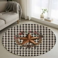 thumbnail image 2 of Farmhouse Country Round Area&nbsp;Rug 4ft Star Bless This Home Black Buffalo Plaid Non-Slip&nbsp;Washable Circle Rugs Soft Felt Indoor Floor Mat for Bedroom Kitchen Living Room Bathroom, 2 of 9