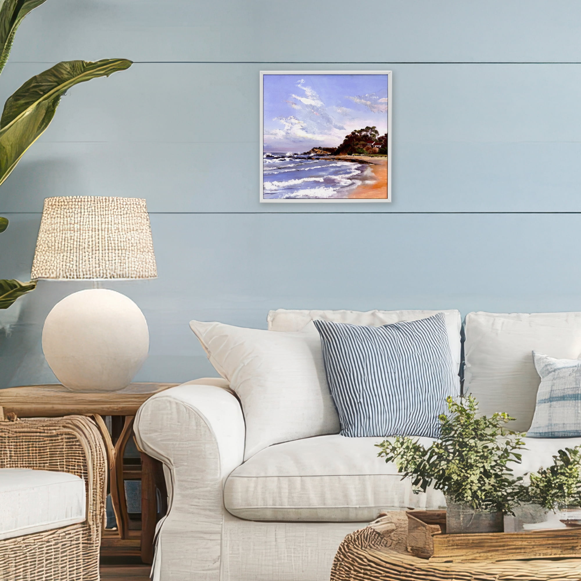 Malua Bay Seascape White Framed Giclee Art, design by Patricia Reynolds