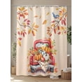 thumbnail image 4 of Fall Shower Curtain Orange Pumpkin Shower Curtains for Bathroom Thanksgiving Decor, Waterproof Polyester Shower Curtain Set with Hooks, Stall Long Size 54"x78" Autumn Truck Bird Leaves, 4 of 6