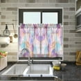 thumbnail image 4 of Yayeee Kitchen Curtains Tier Pair Light Filtering 27"x36" Rod Pocket Short Cafe Window Panel, Watercolor Marble Pattern, 4 of 7