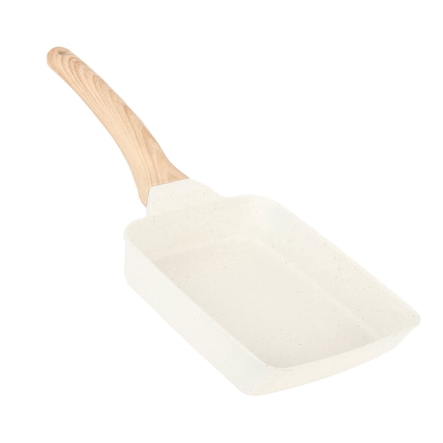Sartén plana Nikou para desayuno de aleación de aluminio y plástico fenólico rectangular color beige