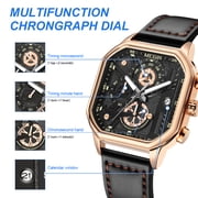 MEGIR Mens Sport Casual Watch Chronograph, Quartz Movement, 3ATM Water Resistant, Leather Strap