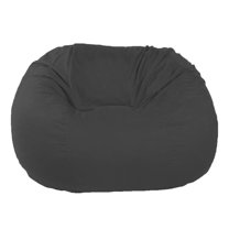 Cotton 53x38x38" Loveseat Bean Bag Chair - w/Polystyrene Beads and CertiPUR Foam Filled Bean Bag for Adults, Teens and Kids - Black