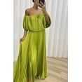 thumbnail image 1 of Vestido elegante y sexy con abertura y hombros descubiertos plisado para mujer de otoño e invierno, 1 of 6