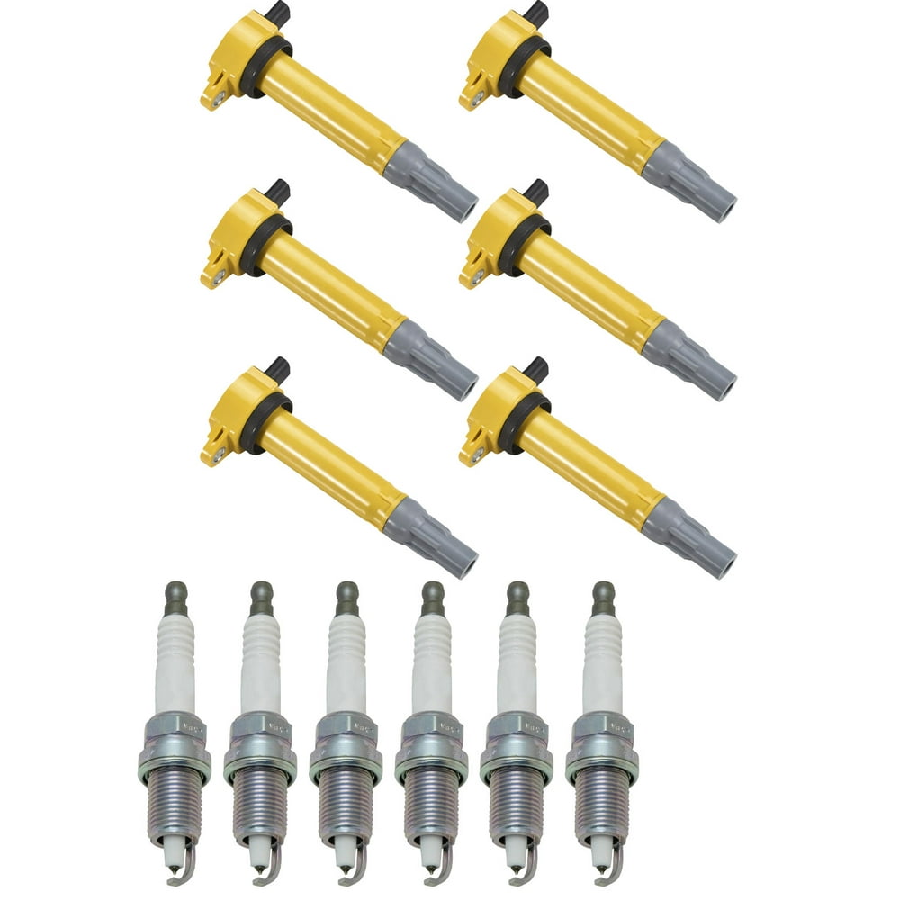 Set of 6 ISA Yellow Color Igntion Coils and 6 NGK Spark Plugs