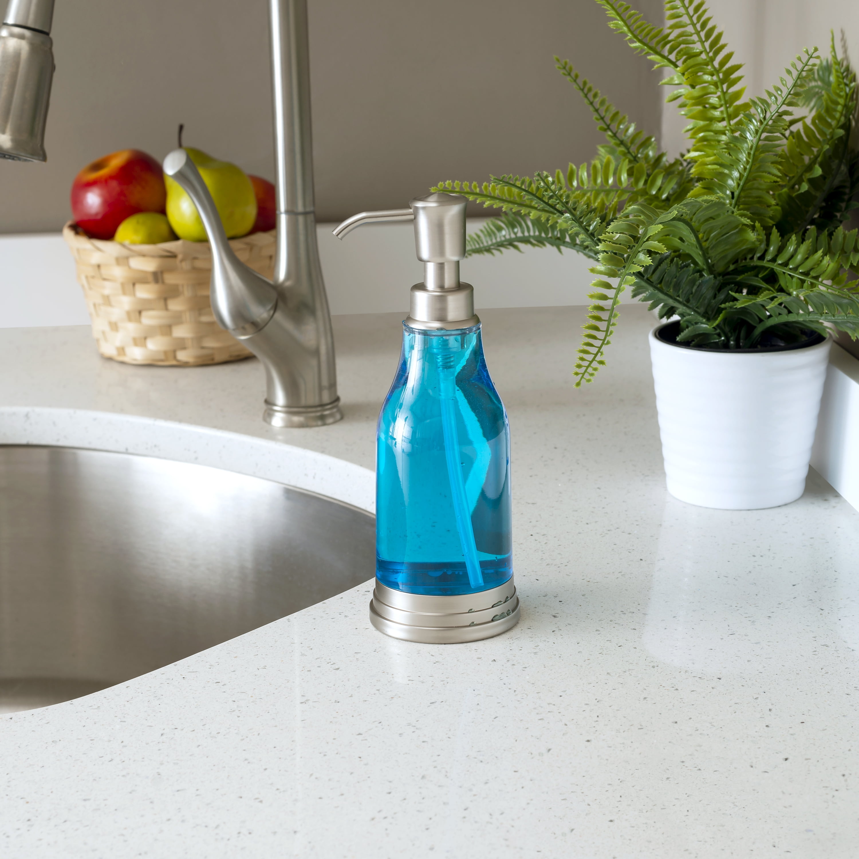 Plastic Soap Dispenser with Brushed Steel Top, Chrome ...