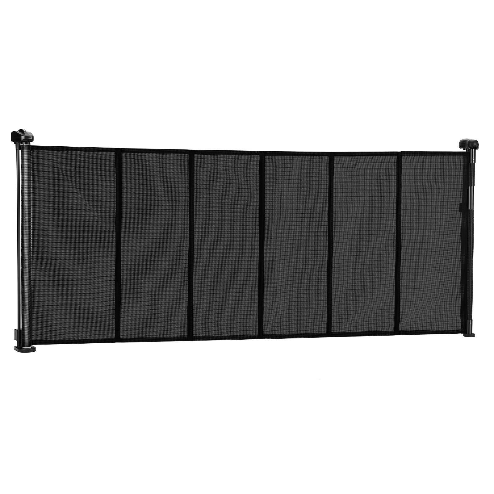 Retractable Baby Gate 31" Tall x 71" Wide, Black Mesh, Anti-Crawl Bottom Strip, One-Hand Operation, for Indoor Stairs Doorways