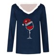 thumbnail image 4 of Cyber and Monday Deals Meichang Christmas Shirts for Women with Faux Fur Trim V Neck Classic Wine Glass Graphic T Shirts Long Sleeve Pullover Loose Fit Xmas Holiday Tops, 4 of 4