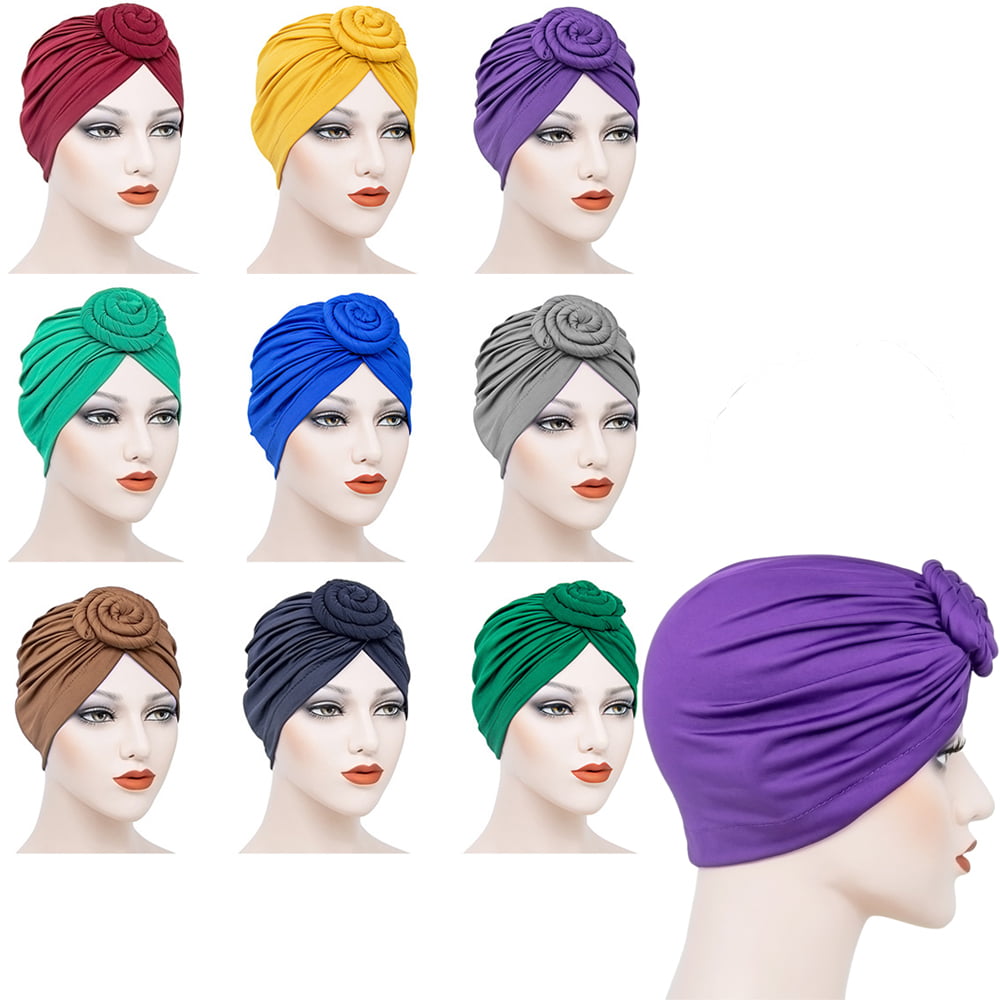 Winter Women Twist Turban Head Wrap Bonnet Hats Pure Color Big Bow Comfortable Indian Style Autumn 