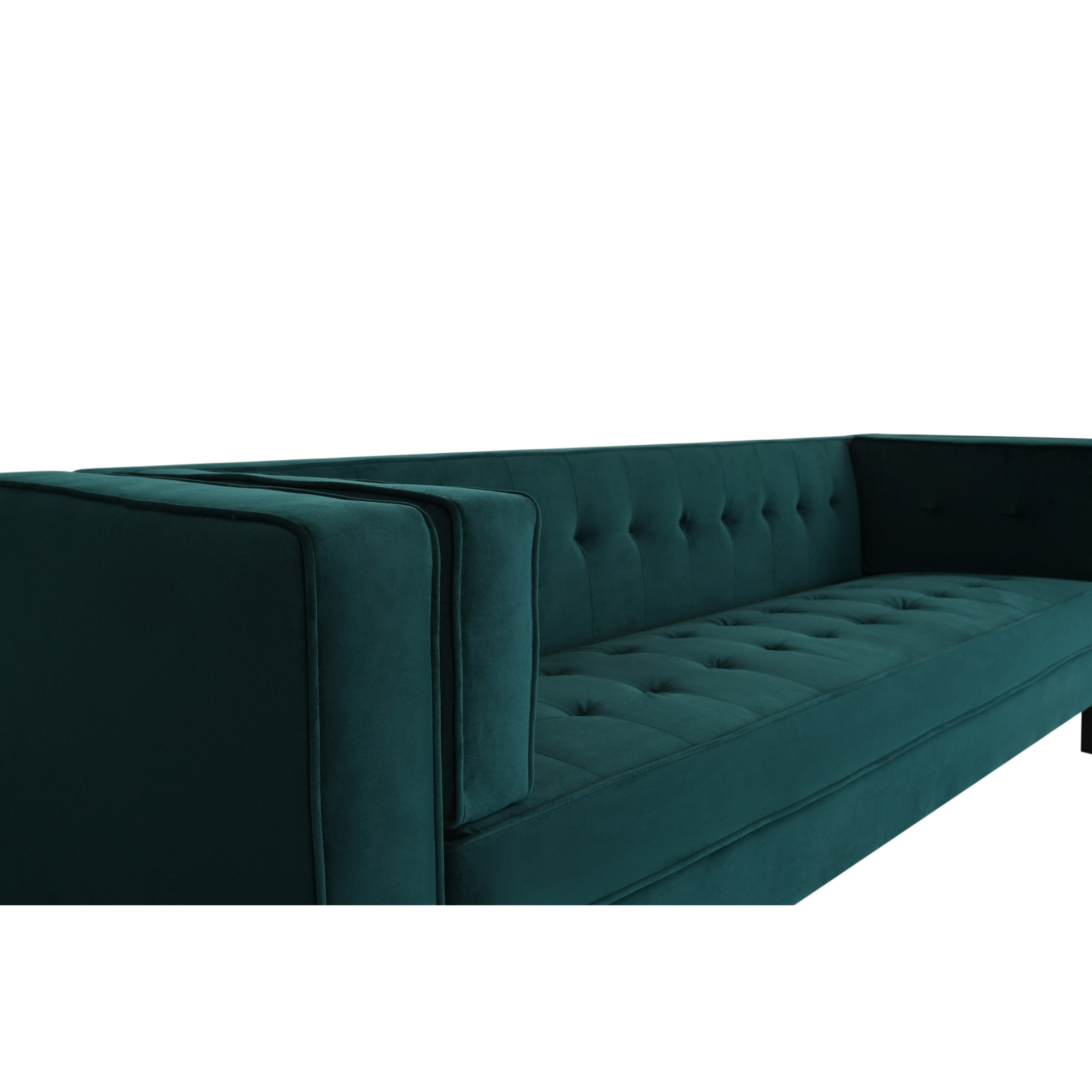 Velvet Upholstered 3-Seater Sofa with Removable Cushions, Green
